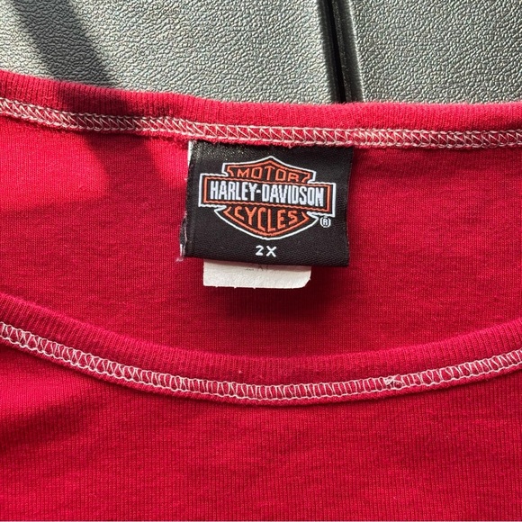 Women’s Harley-Davidson Long Sleeve Red Top – Size 2X - Picture 6 of 7